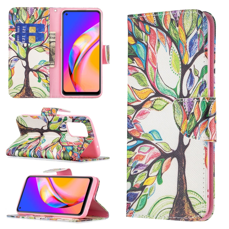 For OPPO A94 5G / Reno5 Z 5G / F19 Pro+ Colored Drawing Pattern Horizontal Flip Leather Case with Holder & Card Slots & Wallet(Tree Life) - OPPO Cases by buy2fix | Online Shopping UK | buy2fix