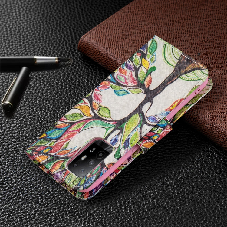 For OPPO A94 5G / Reno5 Z 5G / F19 Pro+ Colored Drawing Pattern Horizontal Flip Leather Case with Holder & Card Slots & Wallet(Tree Life) - OPPO Cases by buy2fix | Online Shopping UK | buy2fix