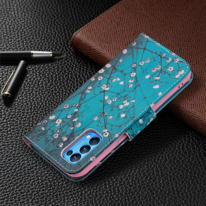 For OPPO Reno5 Colored Drawing Pattern Horizontal Flip Leather Case with Holder & Card Slots & Wallet(Plum Blossom) - OPPO Cases by buy2fix | Online Shopping UK | buy2fix