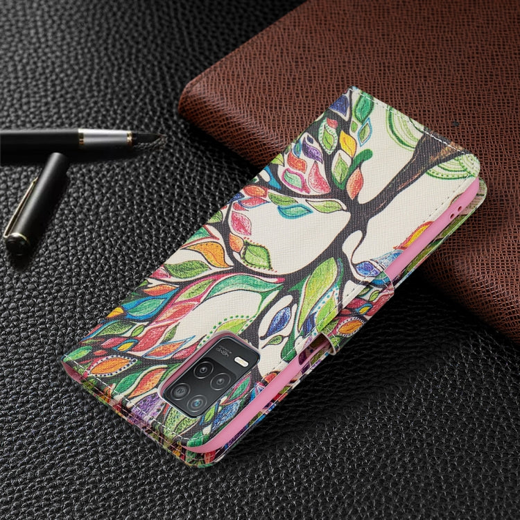 For OPPO Realme 8 5G / Realme V13 Colored Drawing Pattern Horizontal Flip Leather Case with Holder & Card Slots & Wallet(Tree Life) - Realme Cases by buy2fix | Online Shopping UK | buy2fix