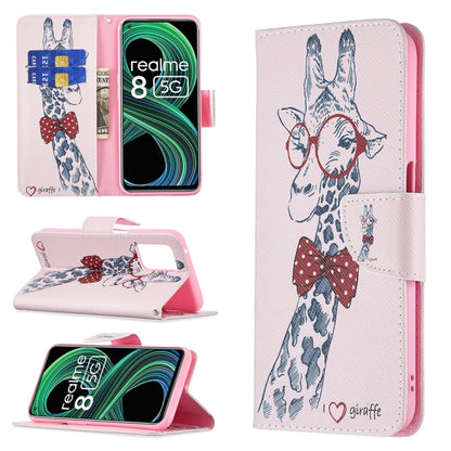 For OPPO Realme 8 5G / Realme V13 Colored Drawing Pattern Horizontal Flip Leather Case with Holder & Card Slots & Wallet(Deer) - Realme Cases by buy2fix | Online Shopping UK | buy2fix