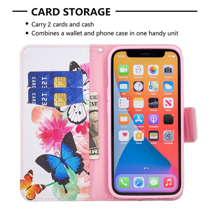 For iPhone 13 Colored Drawing Pattern Horizontal Flip Leather Case with Holder & Card Slots & Wallet(Two Butterflies) - iPhone 13 Cases by buy2fix | Online Shopping UK | buy2fix