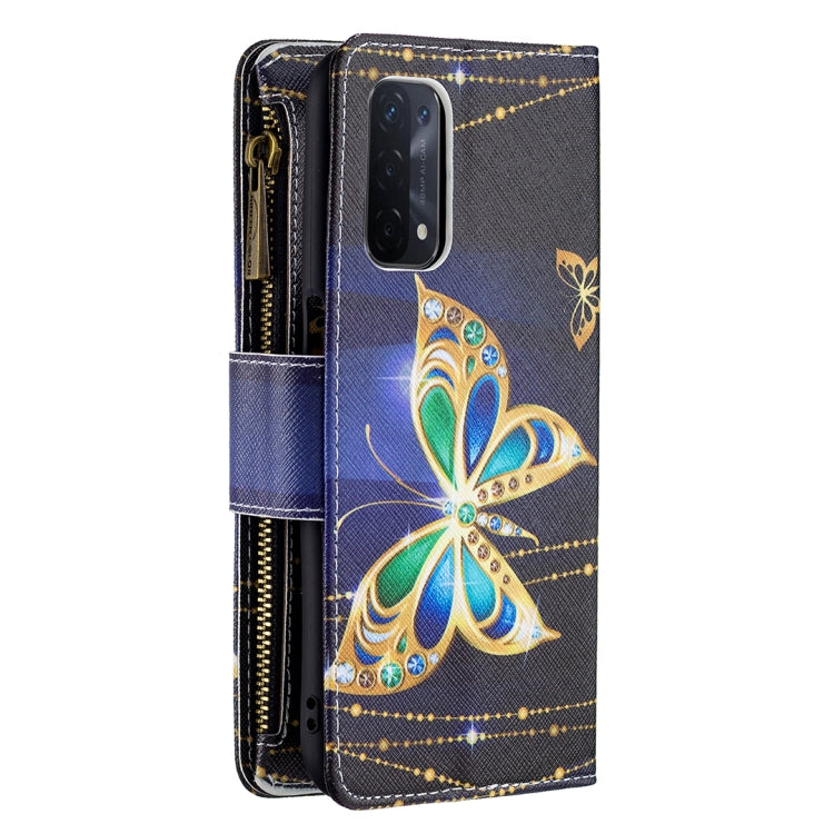 For OPPO A74 5G/A93 5G/A54 5G Colored Drawing Pattern Zipper Horizontal Flip Leather Case with Holder & Card Slots & Wallet(Big Butterfly) - OPPO Cases by buy2fix | Online Shopping UK | buy2fix