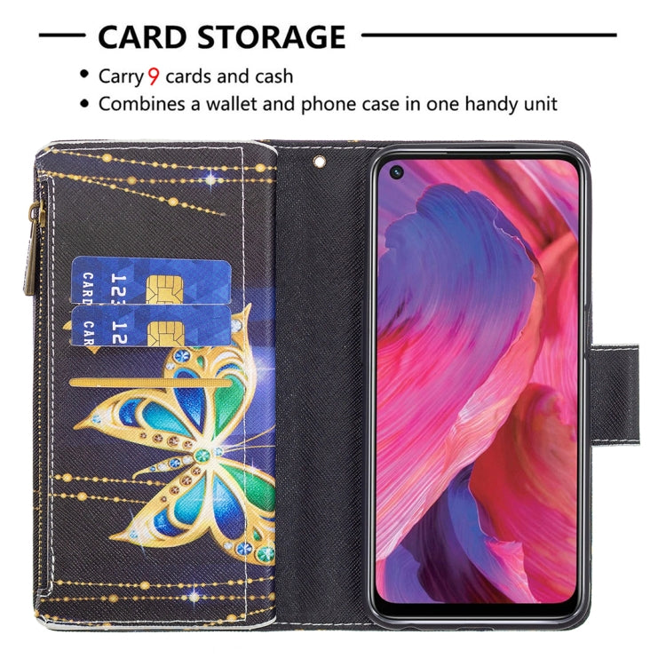 For OPPO A74 5G/A93 5G/A54 5G Colored Drawing Pattern Zipper Horizontal Flip Leather Case with Holder & Card Slots & Wallet(Big Butterfly) - OPPO Cases by buy2fix | Online Shopping UK | buy2fix