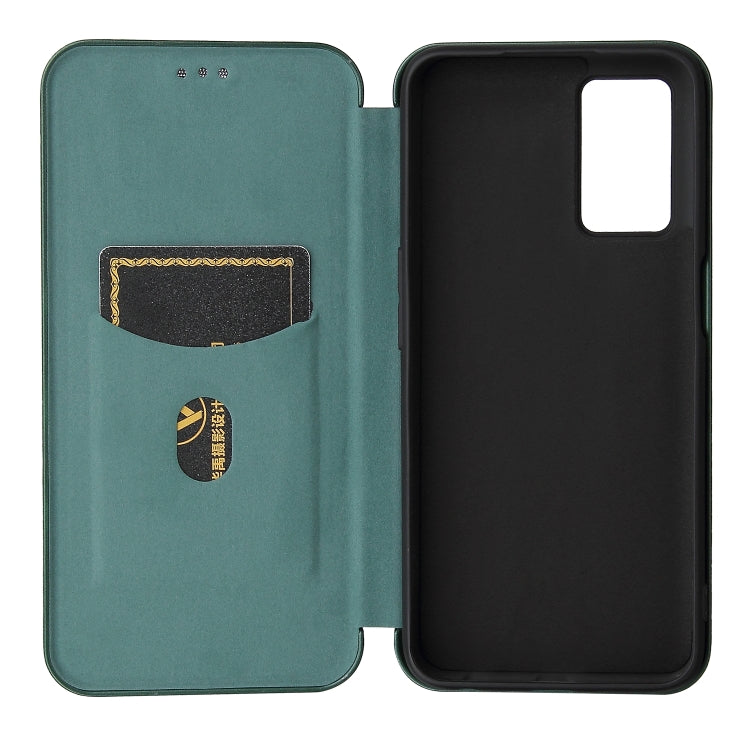 For OPPO A16 Carbon Fiber Texture Horizontal Flip TPU + PC + PU Leather Case with Card Slot(Green) - OPPO Cases by buy2fix | Online Shopping UK | buy2fix