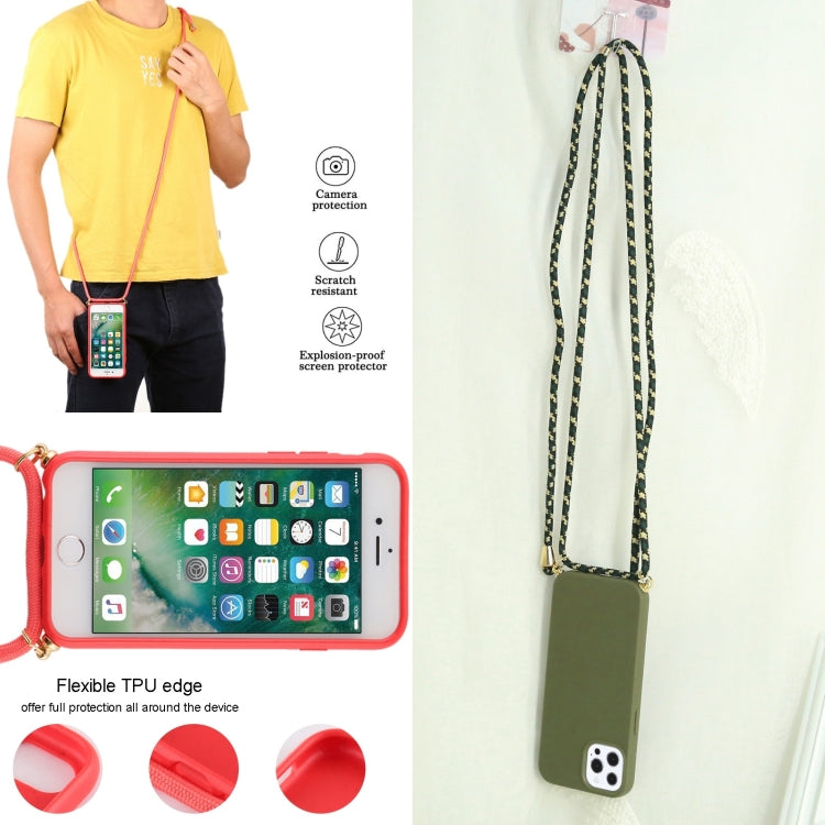 For iPhone 13 Pro Wheat Straw Material + TPU Shockproof Case with Neck Lanyard (Dark Green) - iPhone 13 Pro Cases by buy2fix | Online Shopping UK | buy2fix