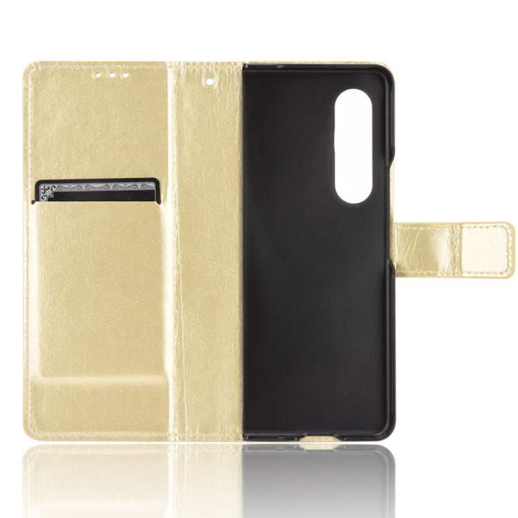 For Samsung Galaxy Z Fold3 5G Crazy Horse Texture Horizontal Flip Leather Case with Holder & Card Slots & Lanyard(Gold) - Galaxy Phone Cases by GKK | Online Shopping UK | buy2fix