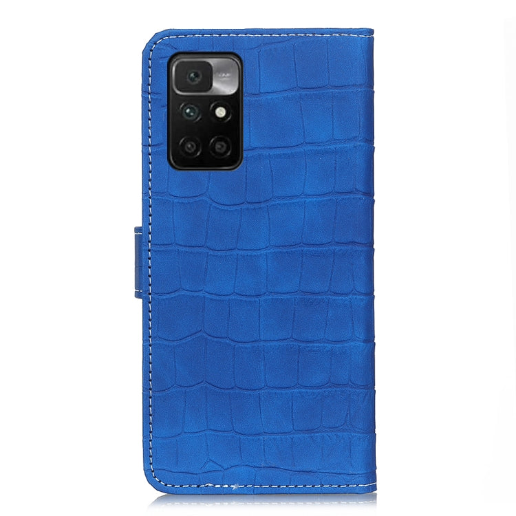 For Xiaomi Redmi 10 / Redmi Note 11 4G Magnetic Crocodile Texture Horizontal Flip Leather Case with Holder & Card Slots & Wallet(Blue) - Xiaomi Cases by buy2fix | Online Shopping UK | buy2fix