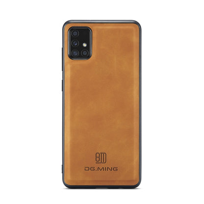 For Samsung Galaxy A71 DG.MING M1 Series 3-Fold Multi Card Wallet  Back Cover Shockproof Case with Holder Function(Brown) - Galaxy Phone Cases by DG.MING | Online Shopping UK | buy2fix