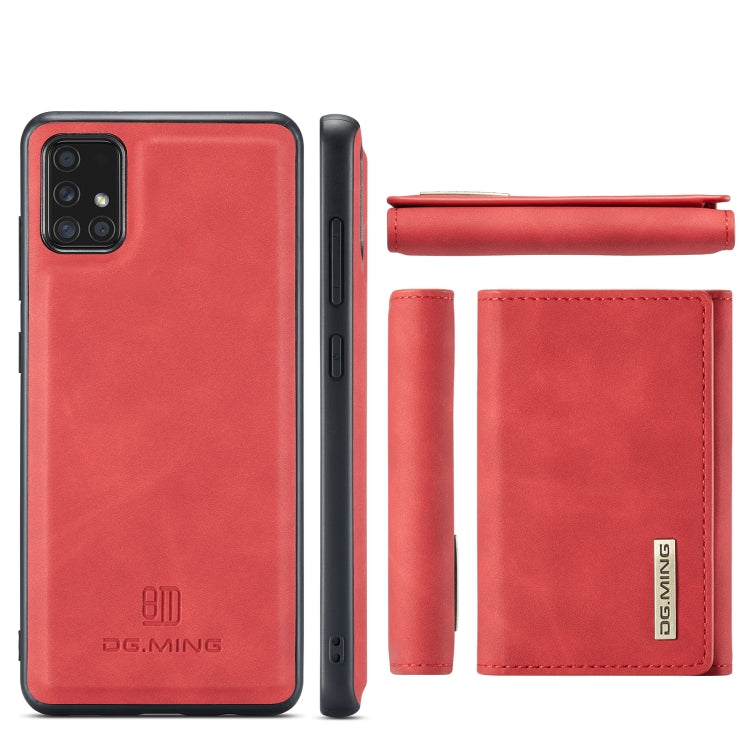 For Samsung Galaxy A51 DG.MING M1 Series 3-Fold Multi Card Wallet  Back Cover Shockproof Case with Holder Function(Red) - Galaxy Phone Cases by DG.MING | Online Shopping UK | buy2fix