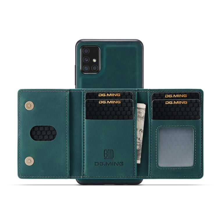 For Samsung Galaxy A51 DG.MING M2 Series 3-Fold Multi Card Bag Back Cover Shockproof Case with Wallet & Holder Function(Green) - Galaxy Phone Cases by DG.MING | Online Shopping UK | buy2fix