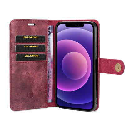 For iPhone 13 DG.MING Crazy Horse Texture Flip Detachable Magnetic Leather Case with Holder & Card Slots & Wallet(Red) - iPhone 13 Cases by DG.MING | Online Shopping UK | buy2fix