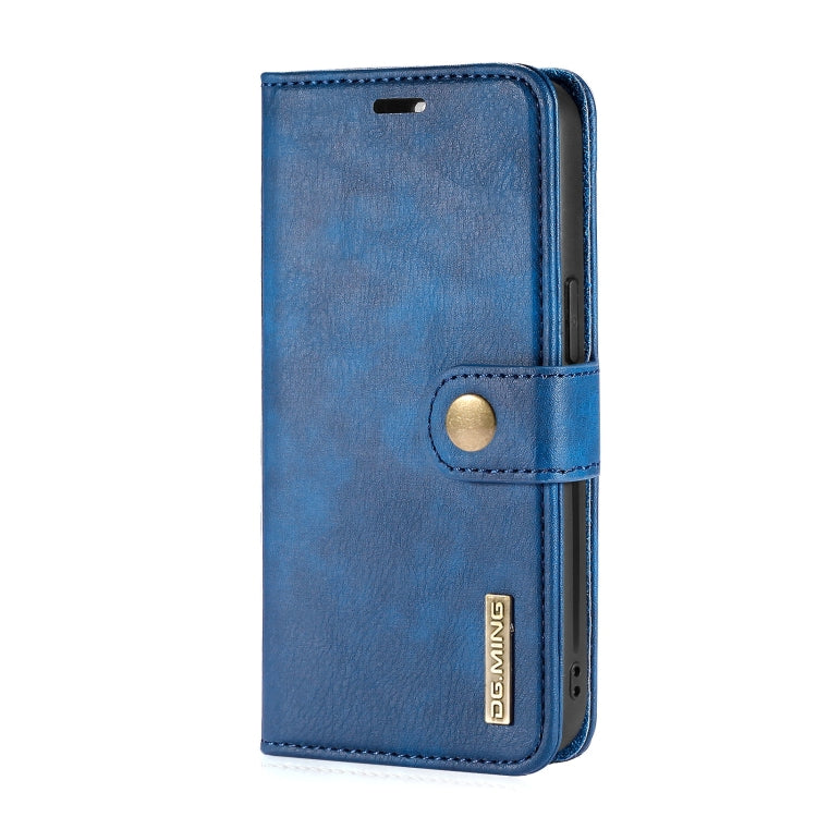 For iPhone 13 DG.MING Crazy Horse Texture Flip Detachable Magnetic Leather Case with Holder & Card Slots & Wallet(Blue) - iPhone 13 Cases by DG.MING | Online Shopping UK | buy2fix