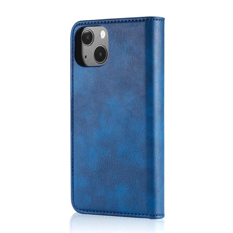 For iPhone 13 DG.MING Crazy Horse Texture Flip Detachable Magnetic Leather Case with Holder & Card Slots & Wallet(Blue) - iPhone 13 Cases by DG.MING | Online Shopping UK | buy2fix