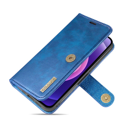 For iPhone 13 DG.MING Crazy Horse Texture Flip Detachable Magnetic Leather Case with Holder & Card Slots & Wallet(Blue) - iPhone 13 Cases by DG.MING | Online Shopping UK | buy2fix