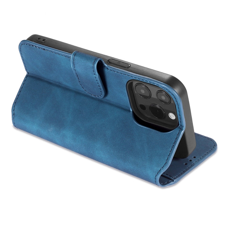 For iPhone 13 Pro DG.MING Retro Oil Side Horizontal Flip Leather Case with Holder & Card Slots & Wallet (Blue) - iPhone 13 Pro Cases by DG.MING | Online Shopping UK | buy2fix