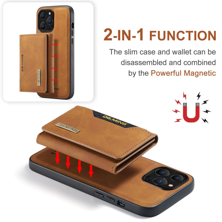 For iPhone 13 Pro DG.MING M2 Series 3-Fold Card Bag Shockproof Case with Wallet & Holder Function (Brown) - iPhone 13 Pro Cases by DG.MING | Online Shopping UK | buy2fix