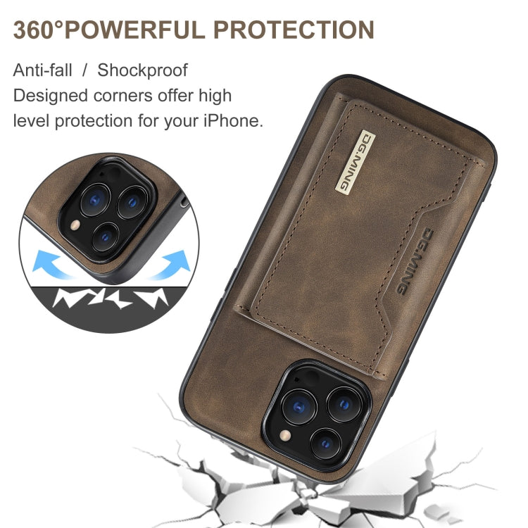 For iPhone 13 Pro Max DG.MING M2 Series 3-Fold Card Bag Shockproof Case with Wallet & Holder Function (Coffee) - iPhone 13 Pro Max Cases by DG.MING | Online Shopping UK | buy2fix