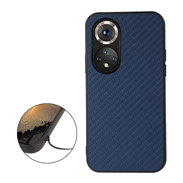 For Honor 50 Accurate Hole Carbon Fiber Texture Shockproof Case(Blue) - Honor Cases by buy2fix | Online Shopping UK | buy2fix