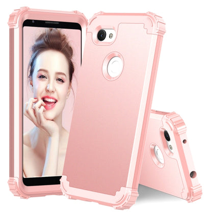 For Google Pixel 3a XL 3 in 1 Shockproof PC + Silicone Protective Case(Rose Gold) - Google Cases by buy2fix | Online Shopping UK | buy2fix