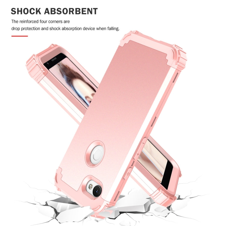 For Google Pixel 3a XL 3 in 1 Shockproof PC + Silicone Protective Case(Rose Gold) - Google Cases by buy2fix | Online Shopping UK | buy2fix