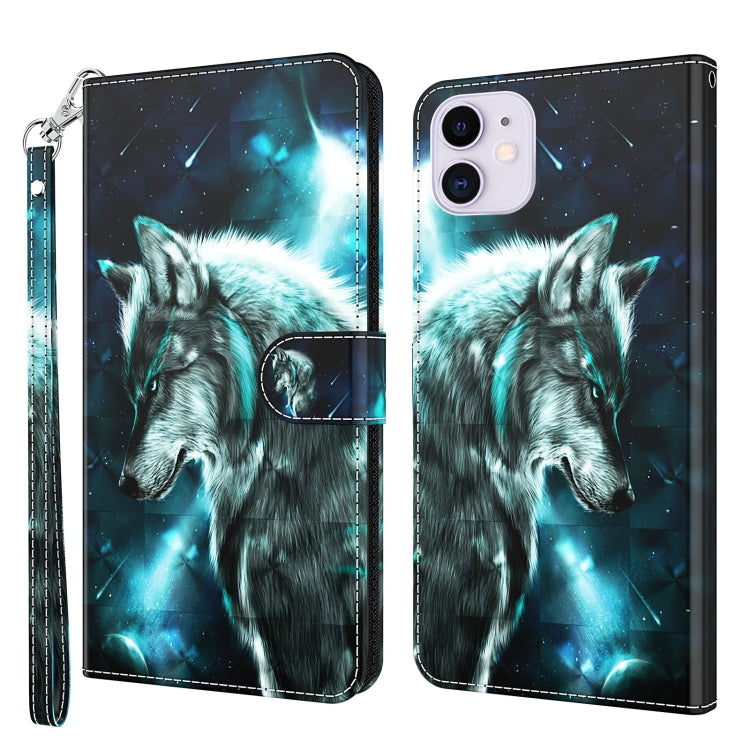 For iPhone 13 3D Painting Pattern Horizontal Flip TPU + PU Leather Case with Holder & Card Slots & Wallet(Wolf) - iPhone 13 Cases by buy2fix | Online Shopping UK | buy2fix