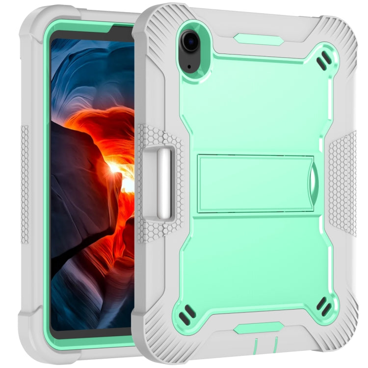 For iPad mini 6 Silicone + PC Shockproof Protective Tablet Case with Holder(Gray + Green) - iPad mini 6 Cases by buy2fix | Online Shopping UK | buy2fix