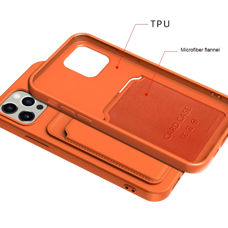 For iPhone 13 mini TPU + Flannel Lining Shockproof Case with Card Slots (Orange) - iPhone 13 mini Cases by buy2fix | Online Shopping UK | buy2fix