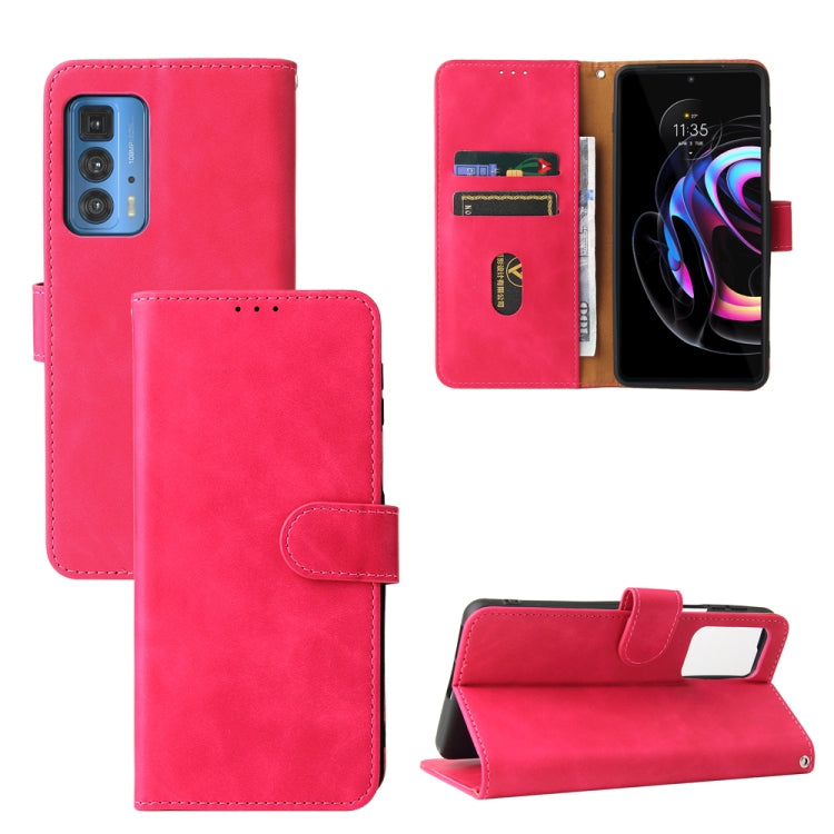 Solid Color Skin Feel Magnetic Buckle Horizontal Flip Calf Texture PU Leather Case with Holder & Card Slots & Wallet For Motorola Moto Edge 20 Pro(Rose Red) - Motorola Cases by buy2fix | Online Shopping UK | buy2fix