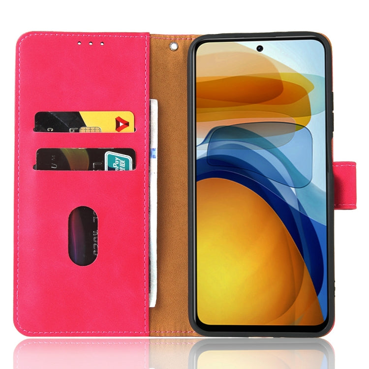 Solid Color Skin Feel Magnetic Buckle Horizontal Flip Calf Texture PU Leather Case with Holder & Card Slots & Wallet For Xiaomi Redmi 10(Rose Red) - Xiaomi Cases by buy2fix | Online Shopping UK | buy2fix