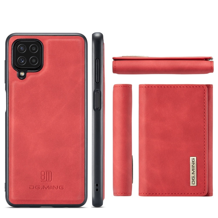 DG.MING M1 Series 3-Fold Multi Card Wallet  Back Cover Shockproof Case with Holder Function For Samsung Galaxy A22 4G(Red) - Galaxy Phone Cases by DG.MING | Online Shopping UK | buy2fix