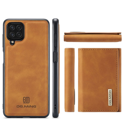 DG.MING M1 Series 3-Fold Multi Card Wallet  Back Cover Shockproof Case with Holder Function For Samsung Galaxy A22 4G(Brown) - Galaxy Phone Cases by DG.MING | Online Shopping UK | buy2fix