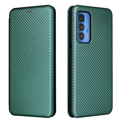 For Motorola Edge 20 Pro Carbon Fiber Texture Horizontal Flip TPU + PC + PU Leather Case with Card Slot(Green) - Motorola Cases by buy2fix | Online Shopping UK | buy2fix