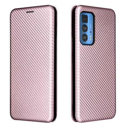 For Motorola Edge 20 Pro Carbon Fiber Texture Horizontal Flip TPU + PC + PU Leather Case with Card Slot(Pink) - Motorola Cases by buy2fix | Online Shopping UK | buy2fix