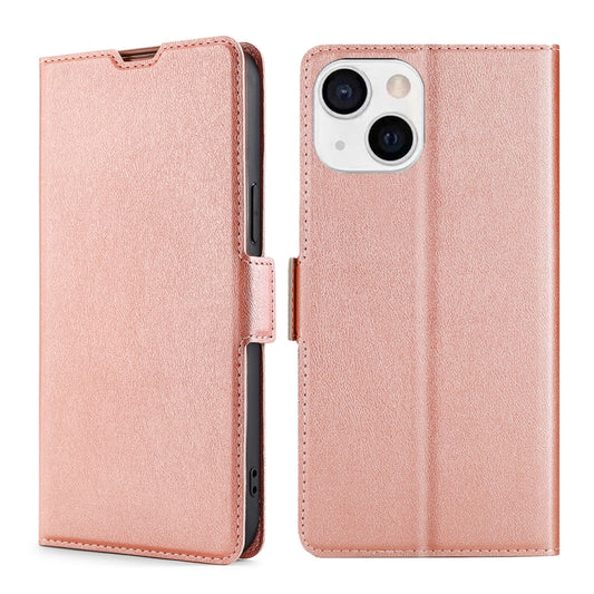 For iPhone 13 mini Ultra-thin Voltage Side Buckle PU + TPU Horizontal Flip Leather Case with Holder & Card Slot (Rose Gold) - iPhone 13 mini Cases by buy2fix | Online Shopping UK | buy2fix