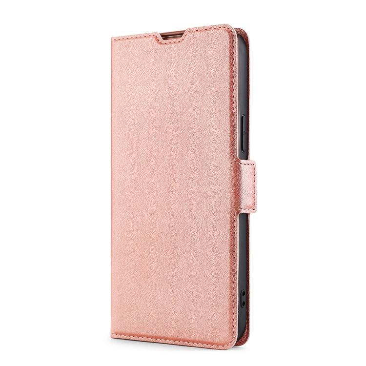 For iPhone 13 Pro Max Ultra-thin Voltage Side Buckle PU + TPU Horizontal Flip Leather Case with Holder & Card Slot (Rose Gold) - iPhone 13 Pro Max Cases by buy2fix | Online Shopping UK | buy2fix