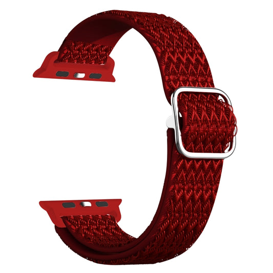 Adjustable Rhombic Texture Elastic Watch Band For Apple Watch Ultra 49mm&Watch Ultra 2 49mm / Series 9&8&7 45mm / SE 3&SE 2&6&SE&5&4 44mm / 3&2&1 42mm(Red) - Watch Bands by buy2fix | Online Shopping UK | buy2fix