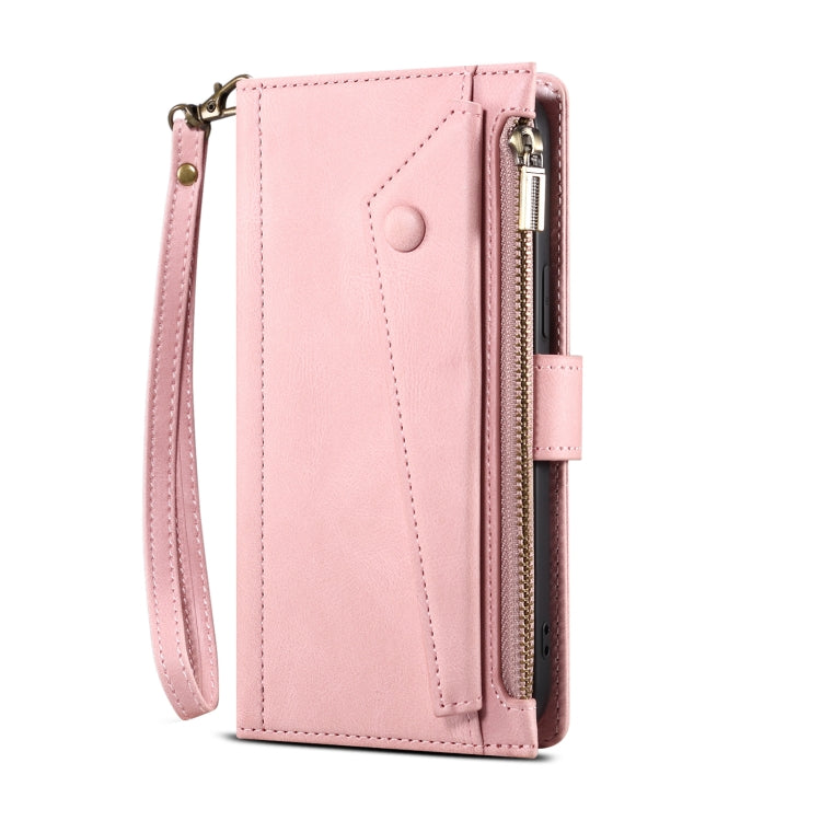For Samsung Galaxy S21 5G Retro Frosted Horizontal Flip Leather Case with Holder & Card Slot & Wallet & Zipper Pocket & Lanyard(Rose Gold) - Galaxy S21 5G Cases by buy2fix | Online Shopping UK | buy2fix