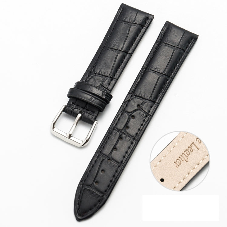 22mm Two-layer Cowhide Leather Bamboo Joint Texture Watch Band(Black) - Watch Bands by buy2fix | Online Shopping UK | buy2fix