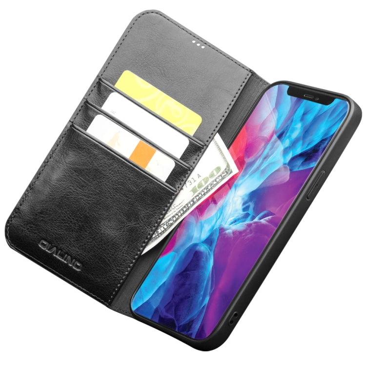 For iPhone 13 mini QIALINO Horizontal Flip Leather Case with Holder & Card Slots & Wallet (Black) - iPhone 13 mini Cases by QIALINO | Online Shopping UK | buy2fix