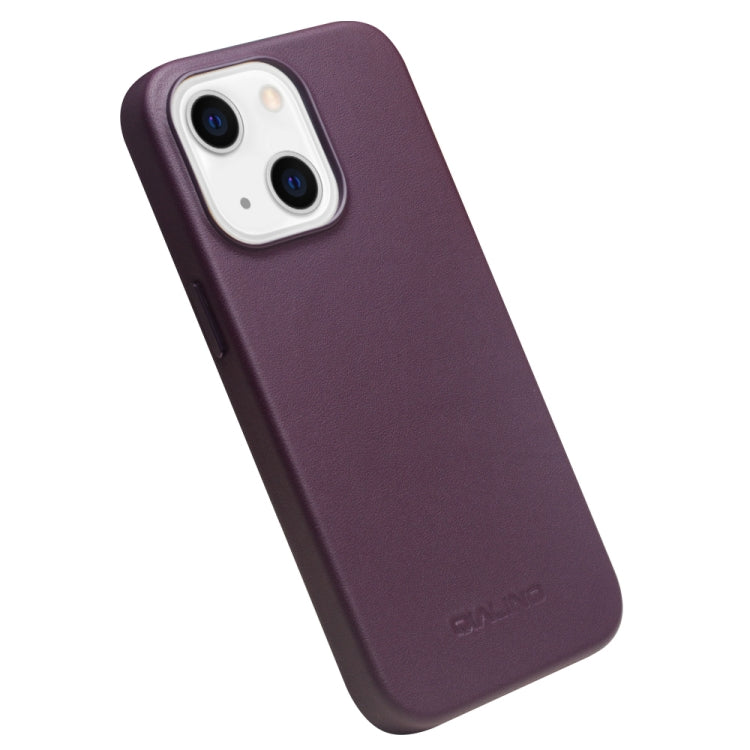 For iPhone 13 QIALINO Nappa Cowhide MagSafe Magnetic Protective Case(Purple Crystal) - iPhone 13 Cases by QIALINO | Online Shopping UK | buy2fix