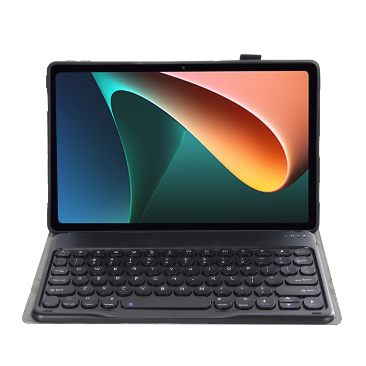 Y0N5 TPU Tablet Case Lambskin Texture Round Keycap Bluetooth Keyboard Leather Tablet Case with Holder For Xiaomi Pad 5 / 5 Pro(Black) - Others Keyboard by buy2fix | Online Shopping UK | buy2fix