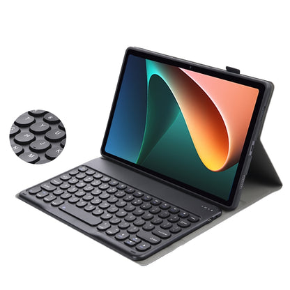 Y0N5 TPU Tablet Case Lambskin Texture Round Keycap Bluetooth Keyboard Leather Tablet Case with Holder For Xiaomi Pad 5 / 5 Pro(Black) - Others Keyboard by buy2fix | Online Shopping UK | buy2fix