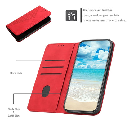 For iPhone X / XS Diamond Pattern Splicing Skin Feel Magnetic Horizontal Flip Leather Case with Card Slots & Holder & Wallet(Red) - More iPhone Cases by buy2fix | Online Shopping UK | buy2fix