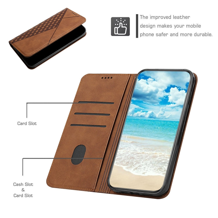 For iPhone XR Diamond Pattern Splicing Skin Feel Magnetic Horizontal Flip Leather Case with Card Slots & Holder & Wallet(Brown) - More iPhone Cases by buy2fix | Online Shopping UK | buy2fix