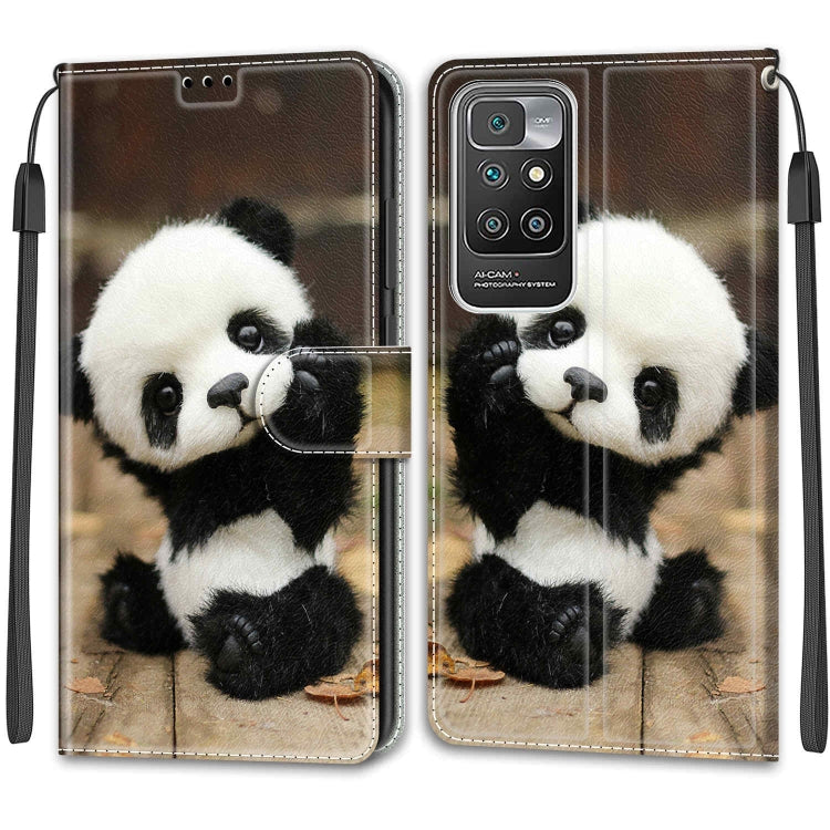 Voltage Coloured Drawing Magnetic Clasp Horizontal Flip PU Leather Case with Holder & Card Slots For Xiaomi Redmi 10(C18 Wood Board Panda) - Xiaomi Cases by buy2fix | Online Shopping UK | buy2fix