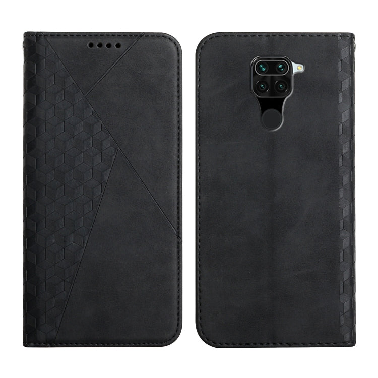 For Xiaomi Redmi Note 9 Diamond Pattern Splicing Skin Feel Magnetic Horizontal Flip Leather Case with Card Slots & Holder & Wallet(Black) - Xiaomi Cases by buy2fix | Online Shopping UK | buy2fix