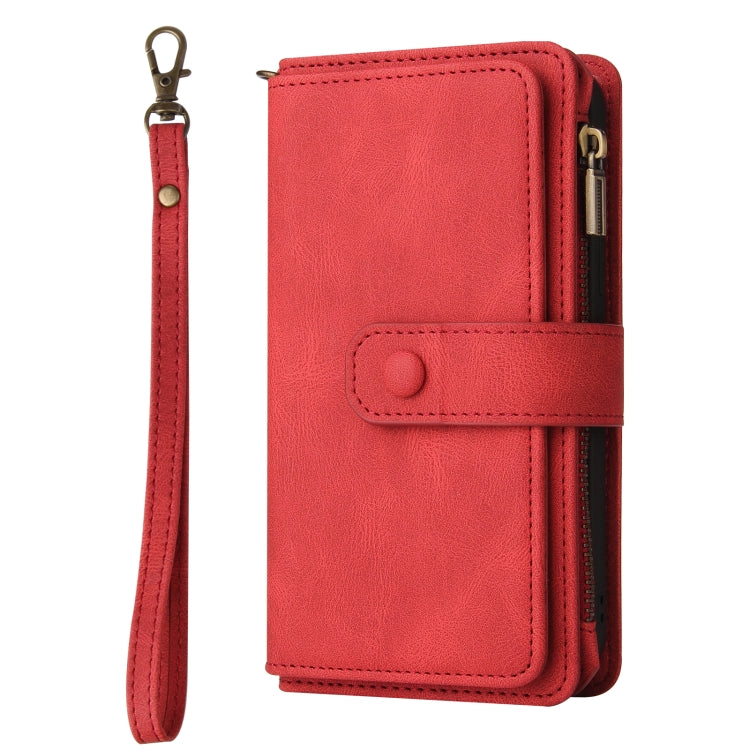 Skin Feel PU + TPU Horizontal Flip Leather Case with Holder & 15 Cards Slot & Wallet & Zipper Pocket & Lanyard For iPhone 8 Plus & 7 Plus(Red) - More iPhone Cases by buy2fix | Online Shopping UK | buy2fix