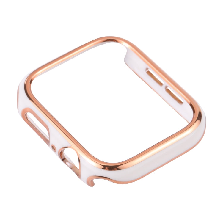 Dual-color Electroplating PC Protective Watch Case For Apple Watch Series 3 & 2 & 1 38mm(Rose Gold Edge + White Background) - Watch Cases by buy2fix | Online Shopping UK | buy2fix