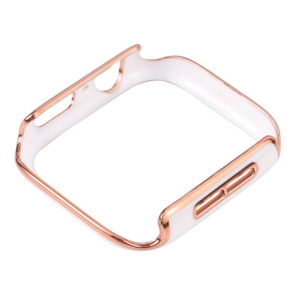 Dual-color Electroplating PC Protective Watch Case For Apple Watch Series 3 & 2 & 1 38mm(Rose Gold Edge + White Background) - Watch Cases by buy2fix | Online Shopping UK | buy2fix